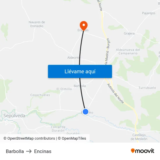 Barbolla to Encinas map