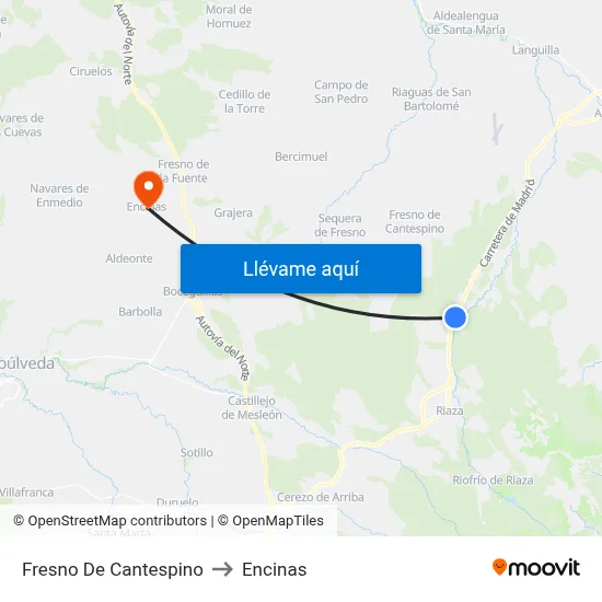 Fresno De Cantespino to Encinas map