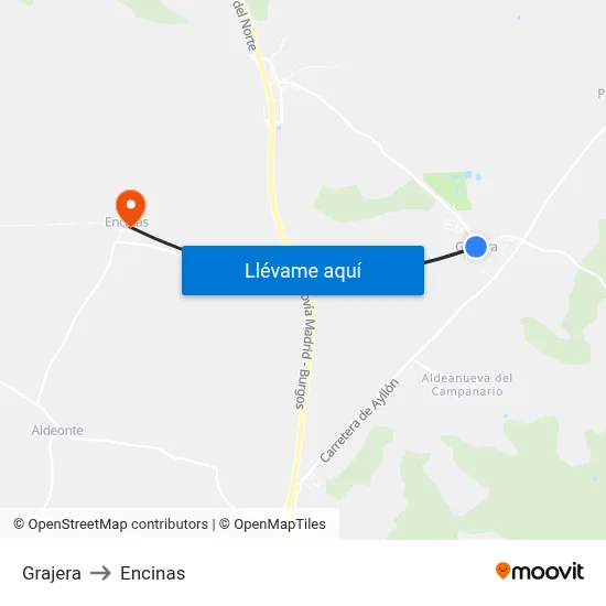 Grajera to Encinas map
