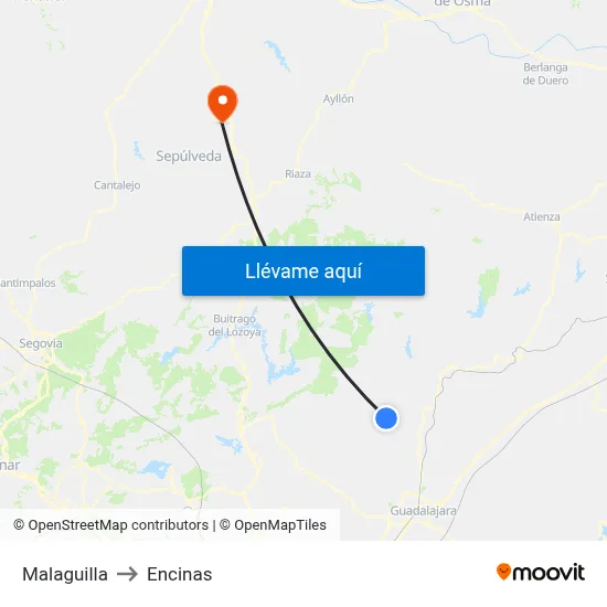 Malaguilla to Encinas map