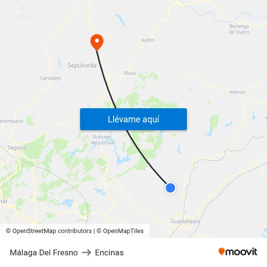 Málaga Del Fresno to Encinas map