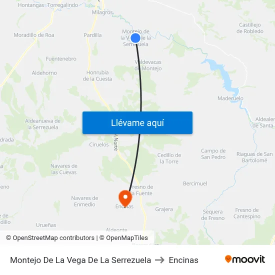 Montejo De La Vega De La Serrezuela to Encinas map