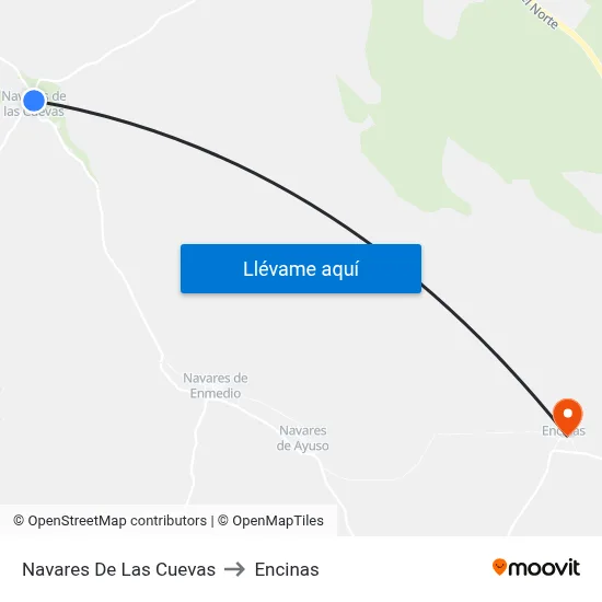 Navares De Las Cuevas to Encinas map