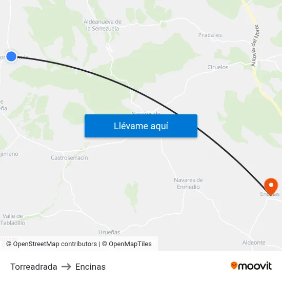 Torreadrada to Encinas map