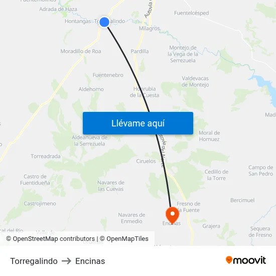 Torregalindo to Encinas map