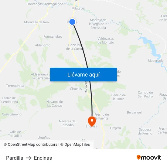 Pardilla to Encinas map
