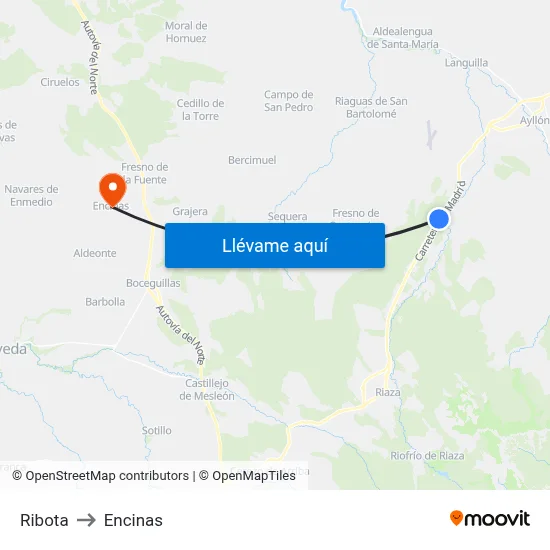Ribota to Encinas map