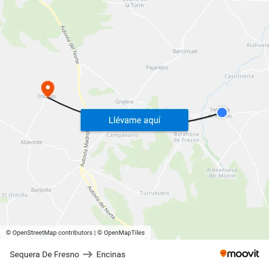 Sequera De Fresno to Encinas map