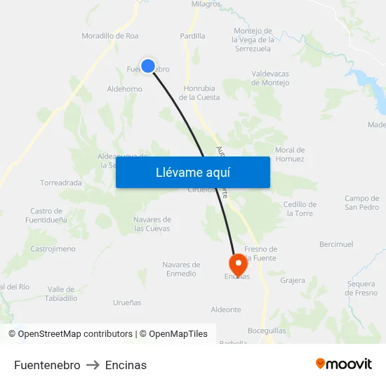 Fuentenebro to Encinas map