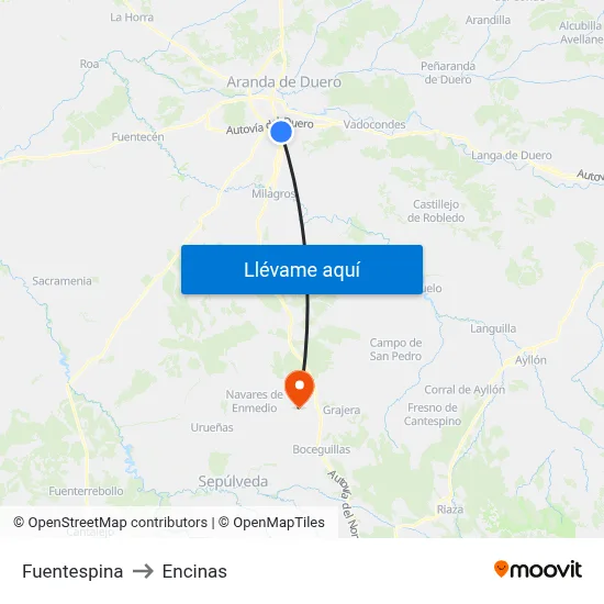 Fuentespina to Encinas map