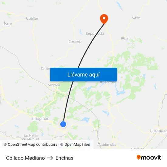 Collado Mediano to Encinas map
