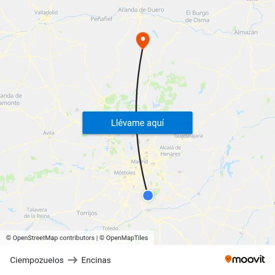 Ciempozuelos to Encinas map
