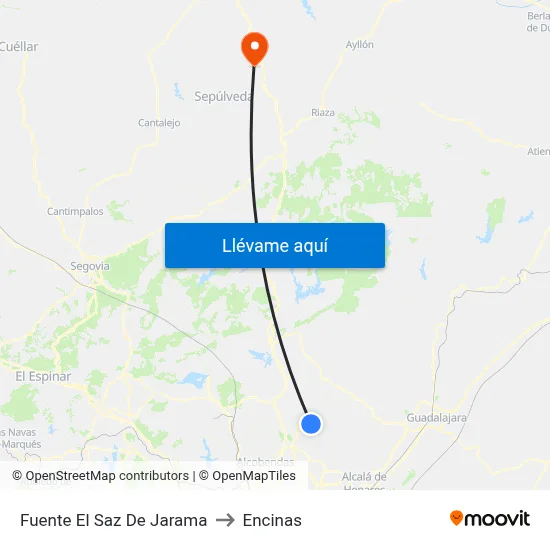 Fuente El Saz De Jarama to Encinas map