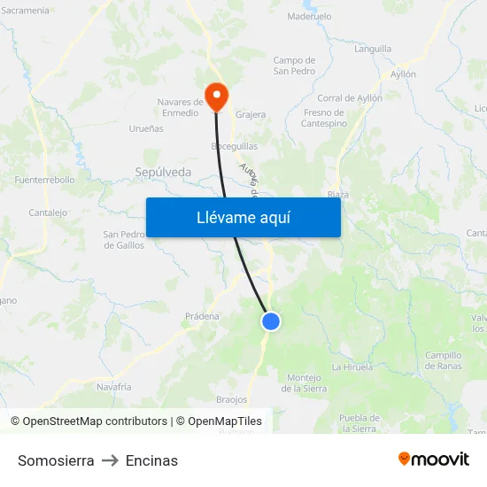 Somosierra to Encinas map
