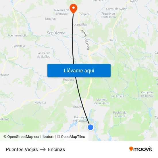Puentes Viejas to Encinas map
