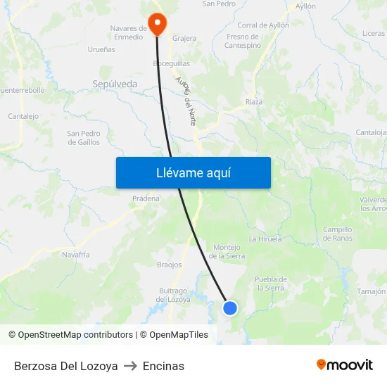 Berzosa Del Lozoya to Encinas map