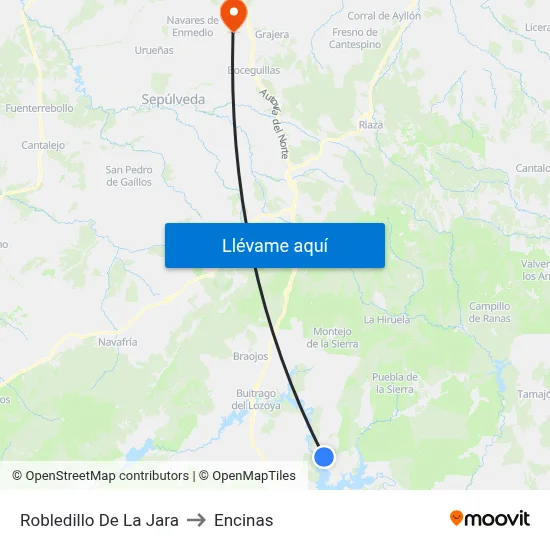 Robledillo De La Jara to Encinas map