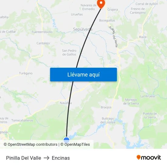 Pinilla Del Valle to Encinas map
