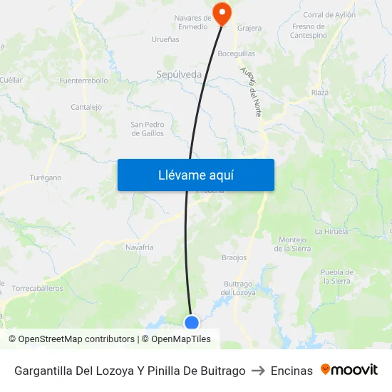 Gargantilla Del Lozoya Y Pinilla De Buitrago to Encinas map