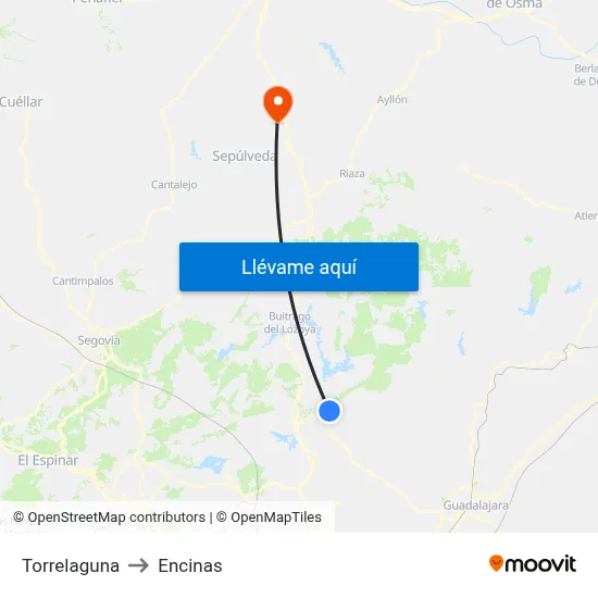 Torrelaguna to Encinas map
