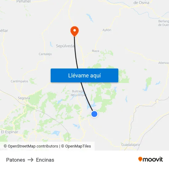 Patones to Encinas map