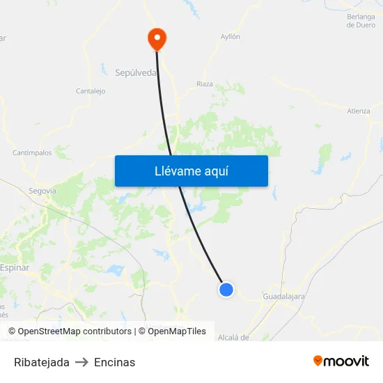 Ribatejada to Encinas map