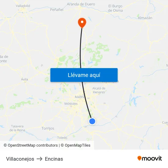 Villaconejos to Encinas map
