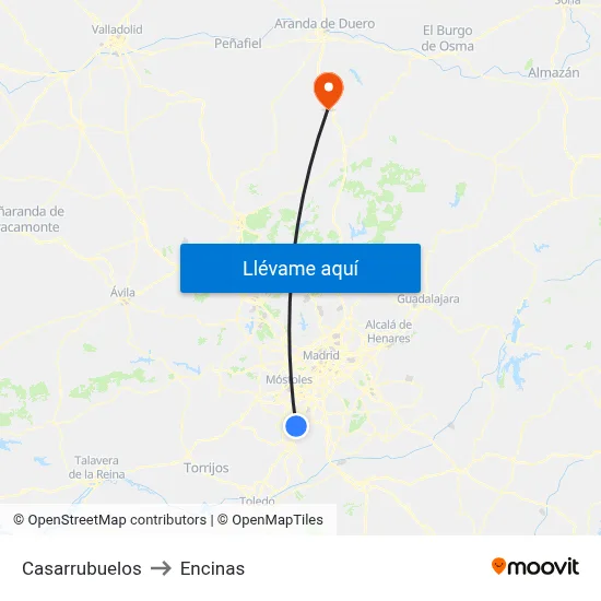 Casarrubuelos to Encinas map