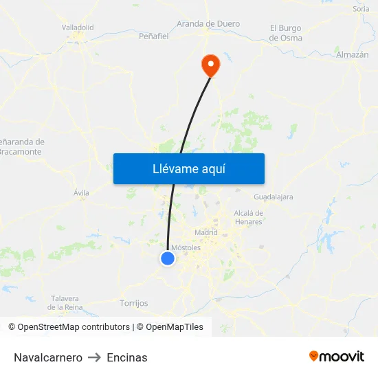 Navalcarnero to Encinas map