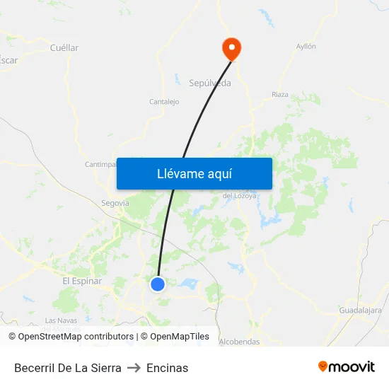 Becerril De La Sierra to Encinas map