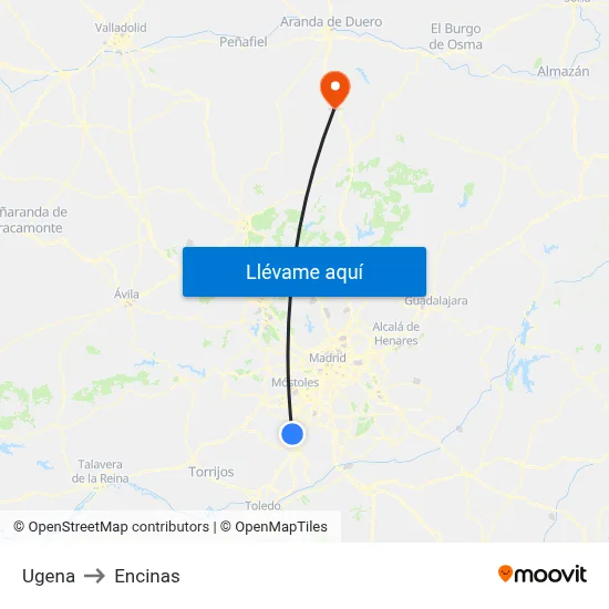 Ugena to Encinas map