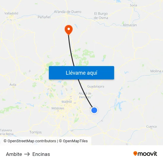 Ambite to Encinas map
