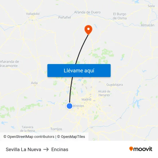 Sevilla La Nueva to Encinas map