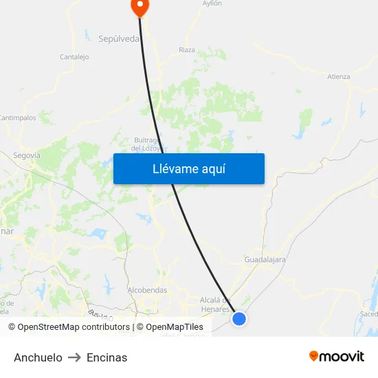 Anchuelo to Encinas map
