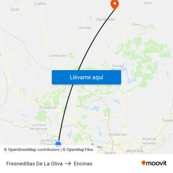 Fresnedillas De La Oliva to Encinas map