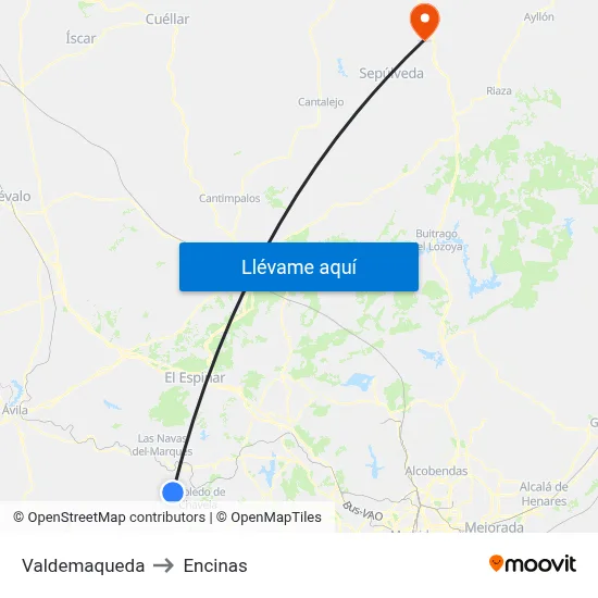 Valdemaqueda to Encinas map
