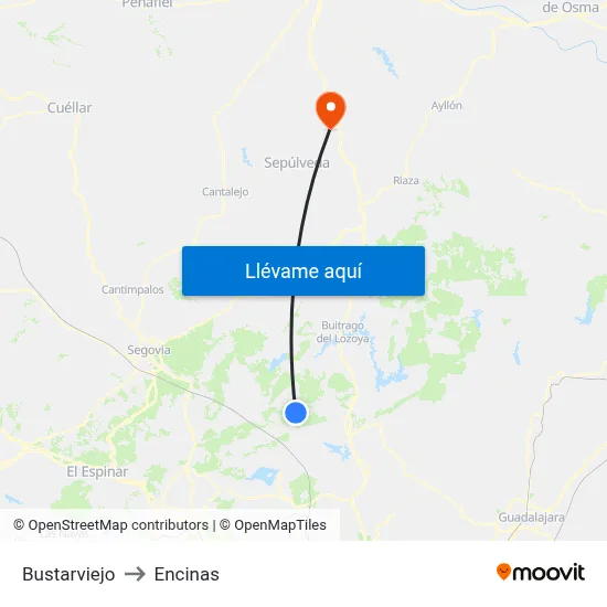 Bustarviejo to Encinas map