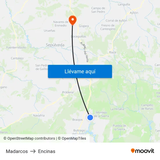Madarcos to Encinas map