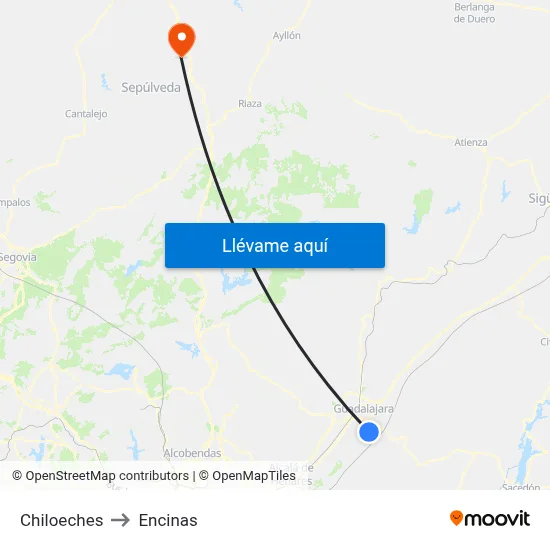 Chiloeches to Encinas map