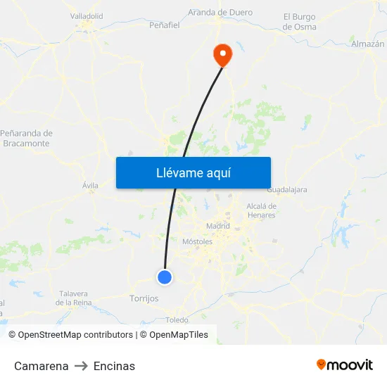 Camarena to Encinas map