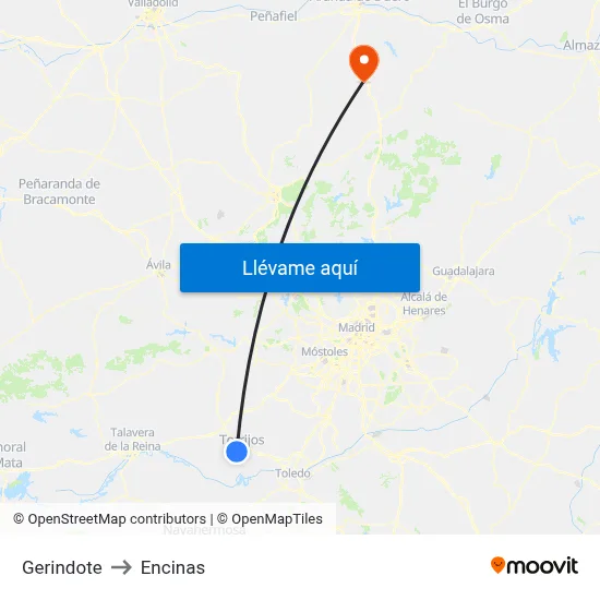 Gerindote to Encinas map