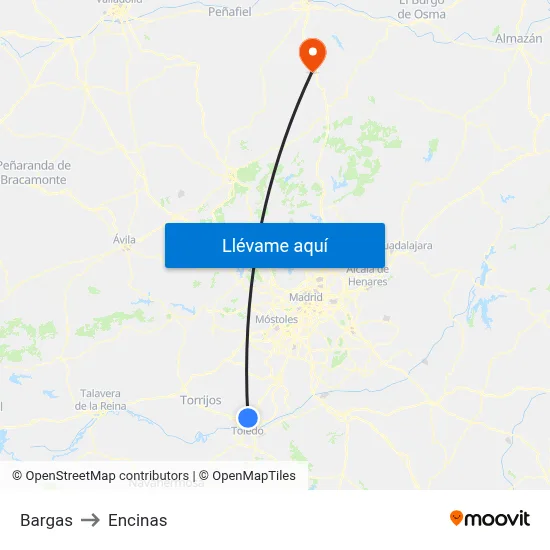 Bargas to Encinas map