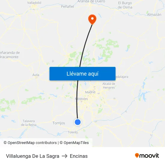 Villaluenga De La Sagra to Encinas map