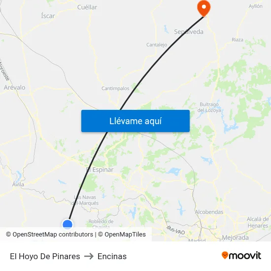 El Hoyo De Pinares to Encinas map