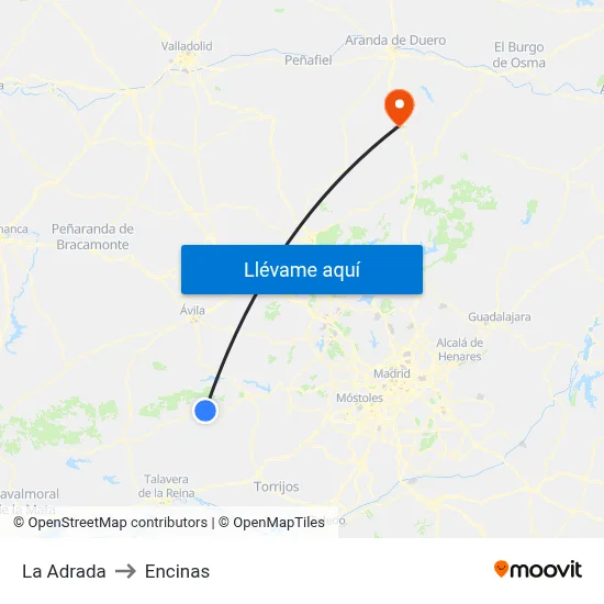 La Adrada to Encinas map