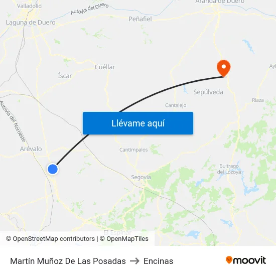 Martín Muñoz De Las Posadas to Encinas map