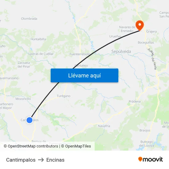 Cantimpalos to Encinas map