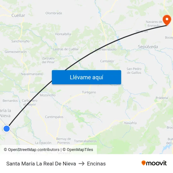 Santa María La Real De Nieva to Encinas map