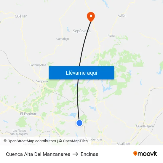Cuenca Alta Del Manzanares to Encinas map