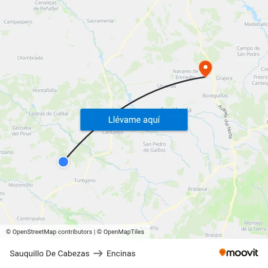 Sauquillo De Cabezas to Encinas map